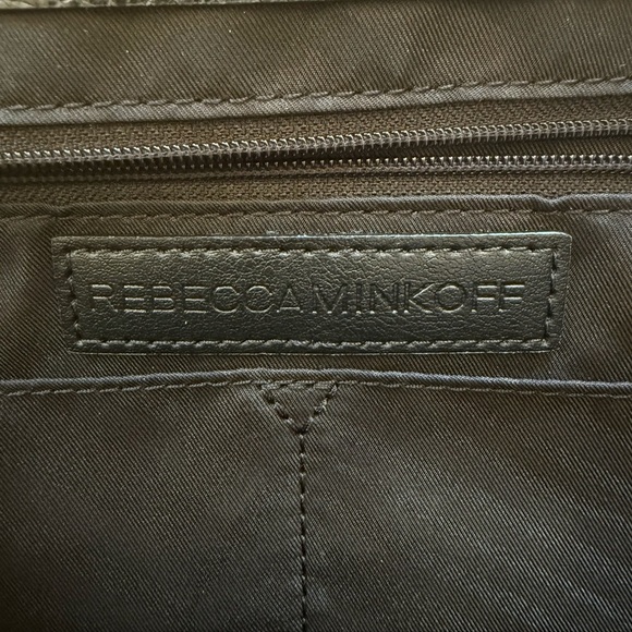 Rebecca Minkoff Keith black pebbled leather suede medium size satchel purse - Picture 11 of 14